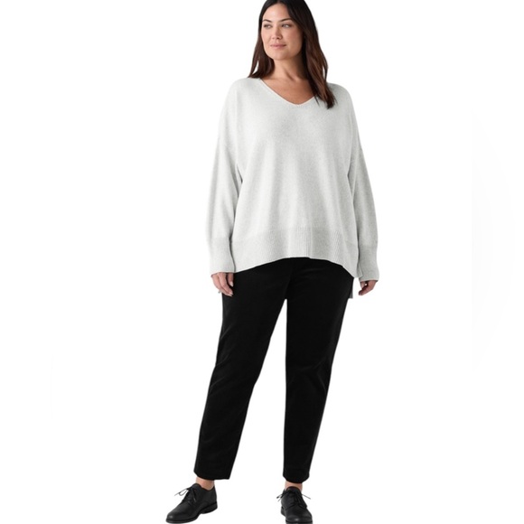 Eileen Fisher Organic Cotton Stretch Velveteen Pants Size XL Minimal Work BLACK